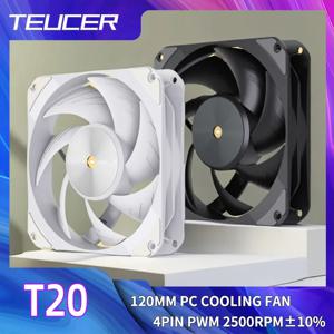 TEUCER T20 120mm 4핀 PWM 무소음 팬, CPU/게임용 PC 및 수냉식 라디에이터용 고성능 2500RPM 저소음 냉각 팬