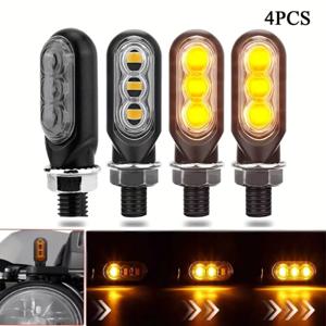 2/4Pcs 오토바이 3LED 12V 방향 지시등 방향 표시기 호박색 깜박이는 라이트 깜박이 오토바이 방향 지시등 램프
