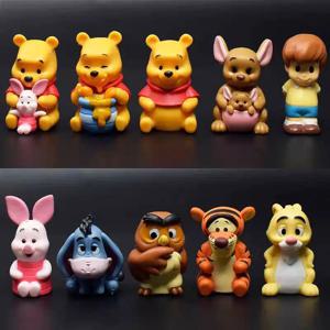 10 개/대 만화 위니 푸우 액션 피규어 장난감 푸우 베어 Tigger Eeyore Piglet 액션 피규어 인형 어린이를위한 장난감 선물