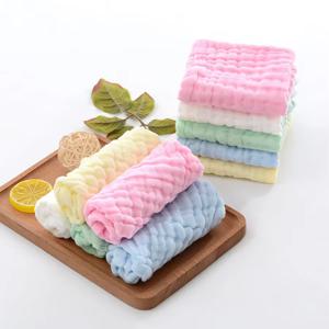 5Pcs 25x25cm 아기 수건 목욕 타올 페이스 워시클로스 모슬린 스퀘어 코튼 핸드 와이프 거즈 목욕용 수유용 어린이 손수건