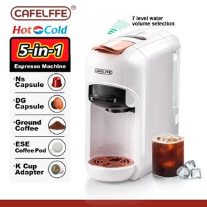 Cafelffe 5in1 멀티 캡슐 커피 머신 DG 카푸치노, Nes 캡슐, ESE 포드, 분쇄 커피 호환, 사랑하는 사람, 아빠, 엄마를 위한 선물. 핫/콜드 추출 커피, 19바 고압 추출, 7단계 물량 선택.