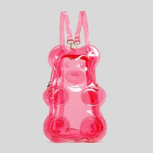 참신 반짝이 투명 곰 모양의 여성 미니 배낭 Kawaii 소녀 클리어 지갑과 핸드백 여성 젤리 크로스 바디 백