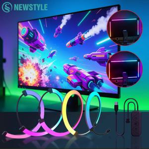 게이밍 RGB 싱크 라이트 스트립 컴퓨터 모니터 백라이트 DIY LED 스트립 라이트 PC 디스플레이 음악 싱크 앱 제어 게이밍 룸 데코