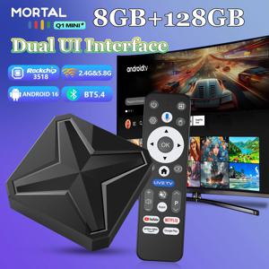 2025년 신형 안드로이드 16 글로벌 버전 TV 박스 Q1 MINI+ 듀얼 UI 인터페이스 BT5.4 듀얼 와이파이 2.4G&5.8G 음성 리모컨 미디어 플레이어