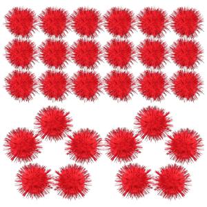 50Pcs Pom Pom 공 생일 모자 장식 레드 DIY 공예 용품 다목적 바느질 의상 재료 의류 액세서리