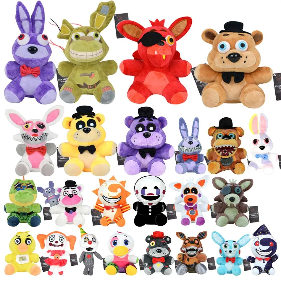 새로운 파이브 나이트 앳 프레디즈(FNAF) 귀여운 봉제 인형 게임 인형 18CM 보니 베어 폭시 만화 캐릭터 봉제 인형 프레디 장난감 어린이 선물용