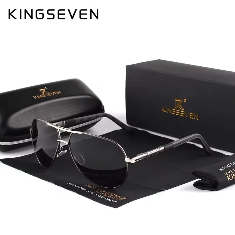 KINGSEVEN 남자 빈티지 알루미늄 편광 선글라스 클래식 브랜드 태양 안경 코팅 렌즈 남자/여자를위한 안경 운전