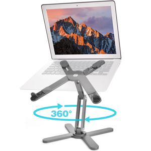 접이식 노트북 스탠드 360 ° 회전 노트북 테이블 조정 가능한 알루미늄 합금 홀더 10-17 인치 노트북 용 휴대용 X 유형 브래킷