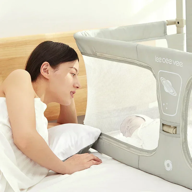 아기 침대 침대 이중 용도 접이식 유아 유아 잠자는 Cuna Bebe 가드 레일 침대 안전 보호 침대 옆 유아용 침대 설치가 용이함
