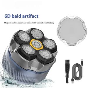 전기 헤드 쉐이버 대머리 남성용 6D 마그네틱 면도기 헤어 트리머 충전식 LED 방수 얼굴 헤어 커팅