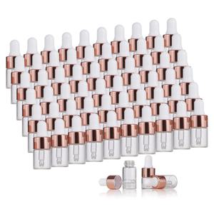 10pcs 미니 Dropper 병 유리 빈 에센셜 오일 아로마 테라피 병 1ml 2ml 3ml 5ml 로즈 골드 캡 피펫 병