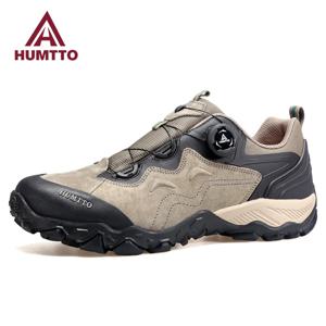 HUMTTO 남성용 가죽 스니커즈, 럭셔리 디자이너 하이킹 부츠, 야외 등산 트레킹, 스포츠 안전 작업 남자 신발