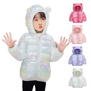후드 경량 다운 재킷 어린이 소년 소녀 아기 다채로운 패브릭 따뜻한 코트 가을 겨울 야외 스포츠 캐주얼 의류