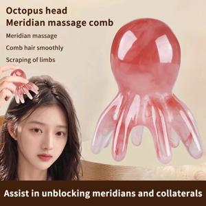 레진 문어 모양 마사지 빗 헤드 경락 스크래핑 두피 마사지 브러쉬 침술 구아샤 마사지 빗 피로 완화 마사지