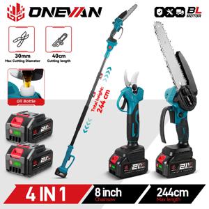 원반 3500W 브러시리스 텔레스코핑 폴 전기톱 4-in-1 고가지치기 가위 정원 전정 도구 (21V 18V 배터리용)