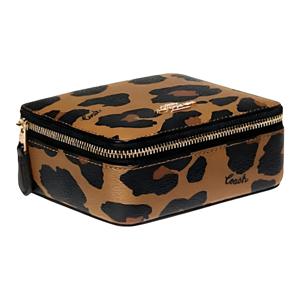 COACH 캔버스 패치워크 스무스 가죽 수납 가방 메이크업 케이스 미니 여성용 블랙 & 브라운 C8081G-IMLQD