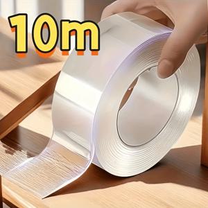 10m 나노 양면 테이프, 초강력 방수 접착제, 플라스틱, 목재, 유리, 금속, 벽 접착용 투명 잔여물 없는 접착제