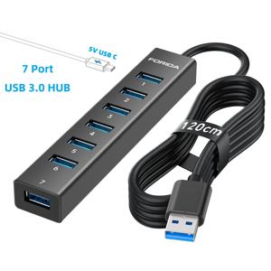 플로리다 7포트 5Gbps USB A 3.0 도킹 스테이션 알루미늄 롱 케이블 USB 3.0 허브 5V 전원 어댑터 (노트북, 데스크탑, 키보드용)