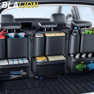 BLALION 자동차 트렁크 인조 가죽 보관 가방 분리형 자동 시트 백 포켓 지프 SUV 밴용 대용량 교수형 주최자