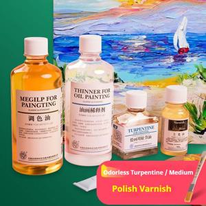 75/280/500ml 아마씨 중유 페인트 희석제 무색 무취 유화 페인팅용 토너 오일/폴리시 리터치/광택 바니시
