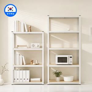 EASY LIFE 무볼트 조립식 앵글 선반 4단 5단 베란다 펜트리 경량 랙 철제 선반 수납 진열대