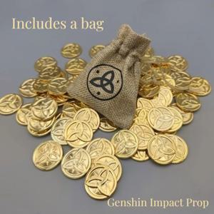Genshin Impact 애니메이션 코스프레 모라 코인 10/20/30/50개 골든 컬렉션 소품 트리스텐션 장비 록 갓 창의적인 선물