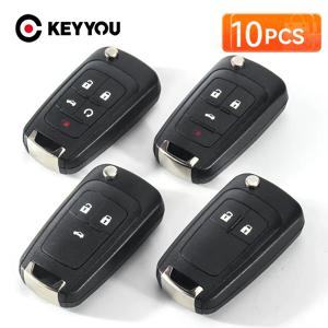 KEYYOU 10개입 쉐보레 로바 세일 아베오 크루즈용 2/3/4/5 버튼 리모컨 케이스 폴딩 키 쉘 블랭크