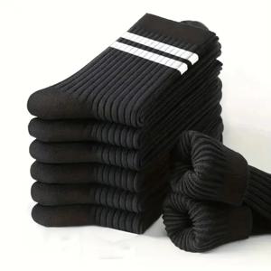6pcs-3pairs 남성용 양말 봄 가을 단순 캐주얼 블랙 화이트 스트라이프 양말 통기성 미드 튜브 양말 고품질 라운드