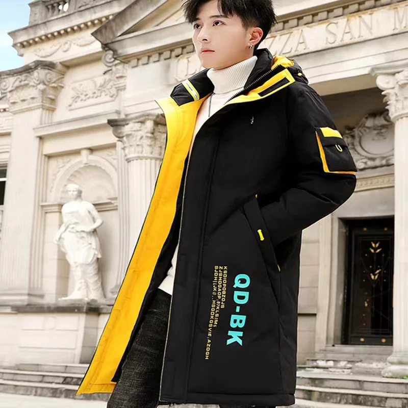 가을 겨울 새로운 힙합 남성의 두꺼운 오버코트 따뜻한 streetwear 중간 길이 인쇄 자켓