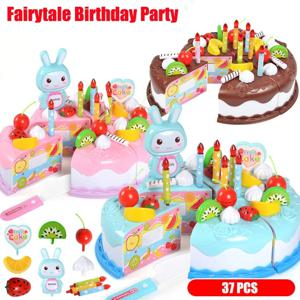어린이 장난감 시뮬레이션 DIY 생일 케이크 모델 주방 놀이 집 과일 자르기 음식 장난감 유아 어린이 선물 남아 여아