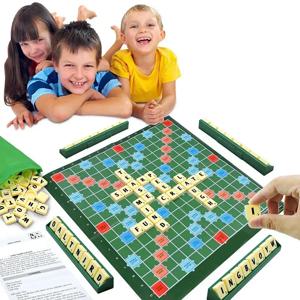 2-4 명 영어 철자 솔리테어 상자 알파벳 체스 교육 장난감 여행 영어 알파벳 Scrabble 퍼즐 보드 게임