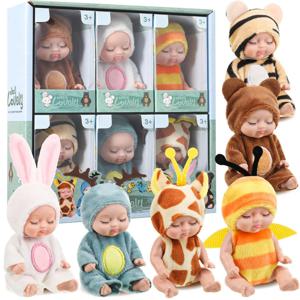 6Pcs 다시 태어난 인형 키트 장난감 시뮬레이션 공주 인형 장난감 미니 귀여운 잠자는 아기 의류 액세서리 어린이를위한 생일 선물