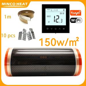 150w/ ㎡   5 ㎡   50cm 너비 에너지 절약 적외선 그래핀 PTC 가열 필름 온도 조절기 설치 키트가있는 따뜻한 바닥 난방 매트