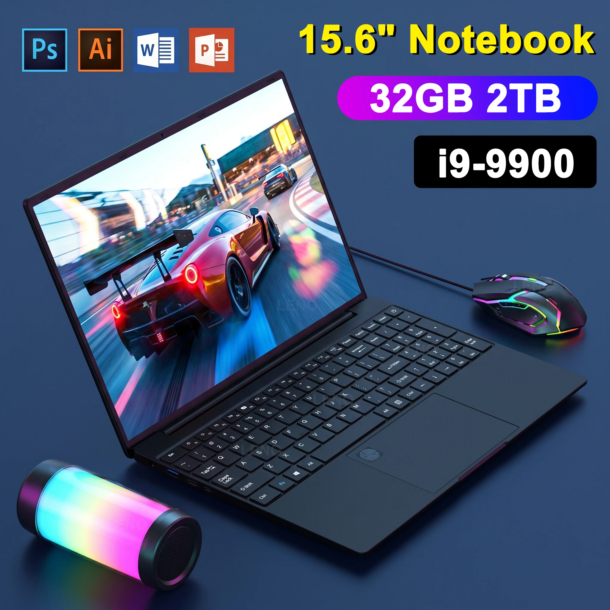 레노 15.6인치 노트북 32GB 2TB 윈도우 11 인텔 코어 i9-9900 게이밍 컴퓨터 PC 게이머용 사무용 울트라 슬림 지문인식 잠금해제 노트북