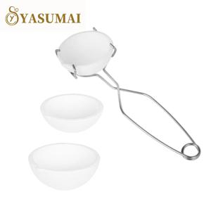 Yasumai 작은 녹는 세라믹 도가니 그릇 접시 컵 세트, 채찍 집게 손잡이가 달린 녹는 금 실버 구리, 2A, 4 개