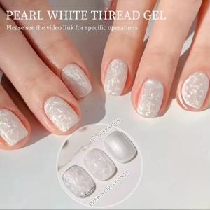 MIANEL 12ML 펄 화이트 스레드 젤 네일 폴리쉬 UV/LED 쏙 오프 젤, 여성용 선물 및 웨딩 선물용 홈 네일 살롱 선물