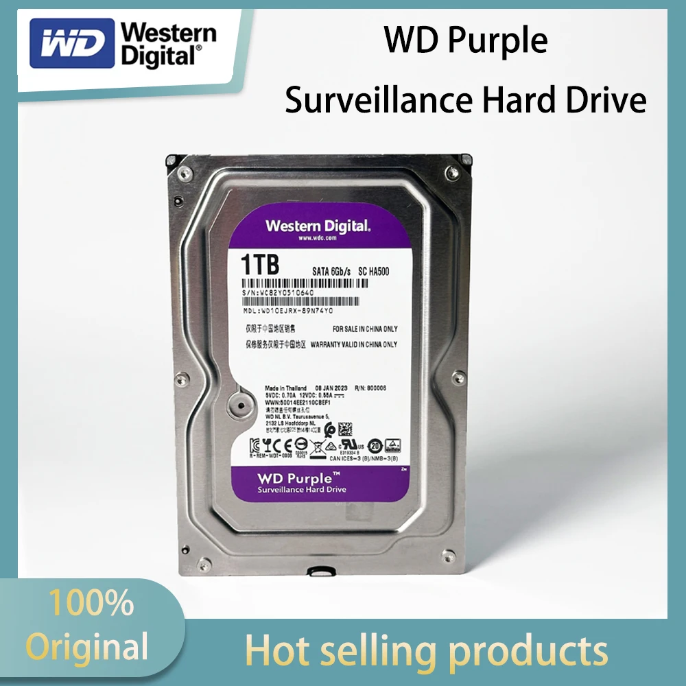 웨스턴 디지털 4TB 3TB 2TB 1TB WD 퍼플 감시용 내장 하드 드라이브 HDD - SATA 6 Gb/s, 64MB 캐시, 3.5인치 1TB-WD10EJRX