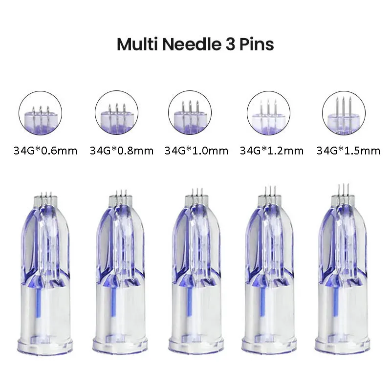 멸균 나노소프트 34G 나노 니들 3핀 0.6mm 0.8mm 1.0mm 1.2mm 1.5mm 피부 재생 나노 소프트 아구하스 개별 포장