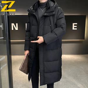 맥스바리 방한 롱 다운 재킷 남성용 라이트 럭셔리 블랙 경량 화이트 덕 필러 재킷 겨울용 따뜻한 후드 푸퍼 코트