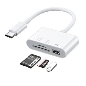 USB-C SD TF 메모리 카드 리더기 3-in-1 Type-C to SD/TF/USB OTG 어댑터 메모리 카드 리더기 (샤오미 아이패드 아이폰 맥북 노트북용)