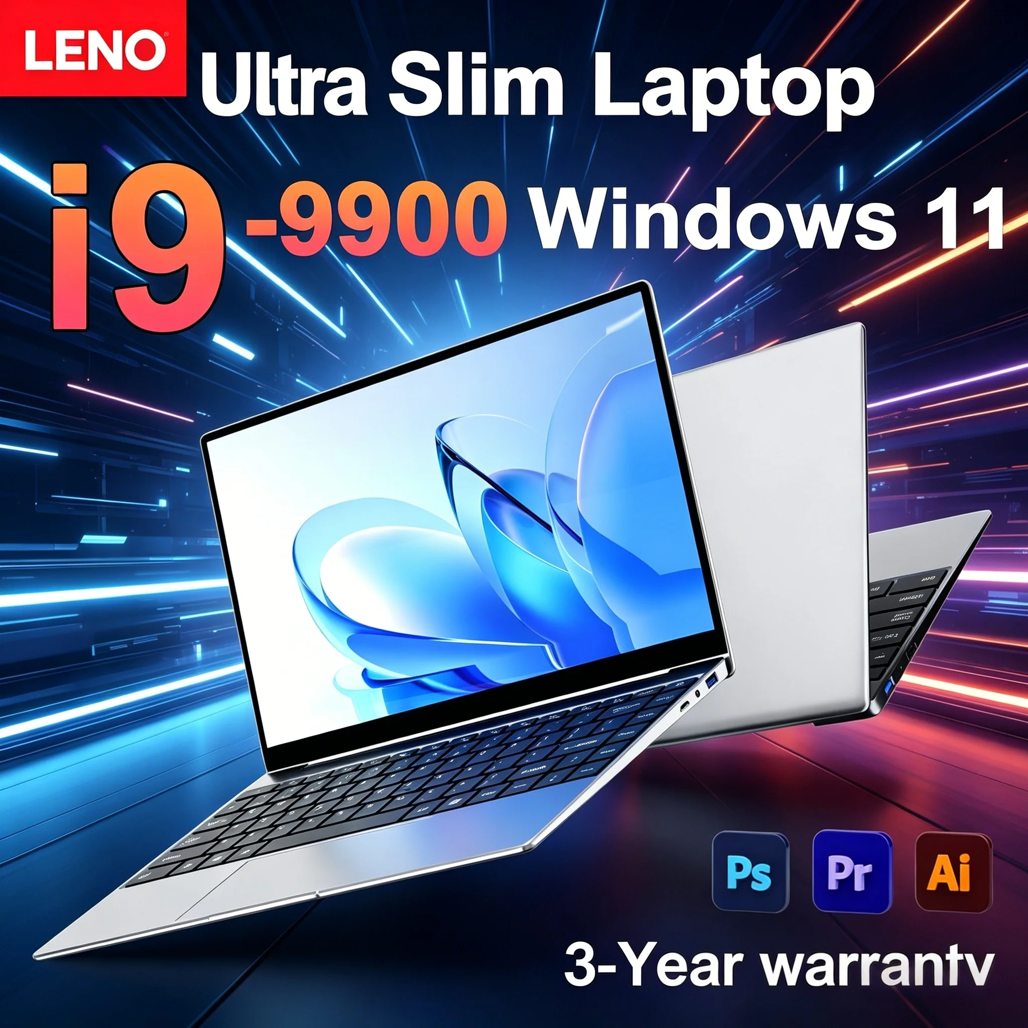 LENO 15.6인치 울트라 슬림 노트북 인텔 코어 i9-9900 32GB RAM 2TB SSD 윈도우 11 프로1920×1080비즈니스 오피스 학습 게이밍 노트북 PC
