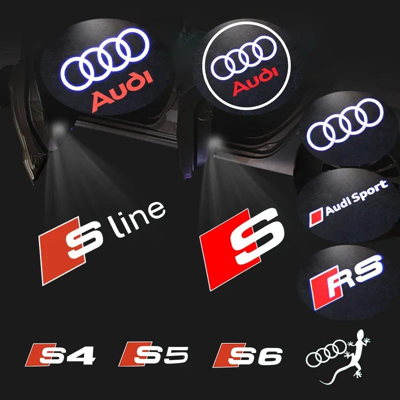 아우디 A4 B5 B6 B7 B8 B9 A1 A3 8V 8P 8L A6 C5 C6 C7 A5 A7 A8 Q3 Q5 Q7 TT S3 S6 Sline 콰트로용 LED 자동차 도어 로고 웰컴 라이트