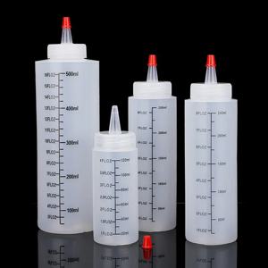 120/250/450ml 플라스틱 바늘 코 스케일 짜기 병 주방 샐러드 소스 짜기 병에 대한 누출 방지 기능이있는 짜기 병