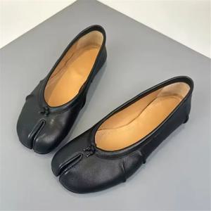 사이즈 35-43 스플릿 토 여성 발레 플랫 타비 슈즈 캐주얼 슬립온 로퍼 여성용 플리츠 가죽 에스파드리유 자파티야스 무헤르