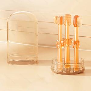 2PCS/1PC 유아 및 어린이용 칫솔 세트, 실리콘 혀 클리너 3개, 360도 °   칫솔, 브래킷이 있는 아기용 부드러운 칫솔, 아기용
