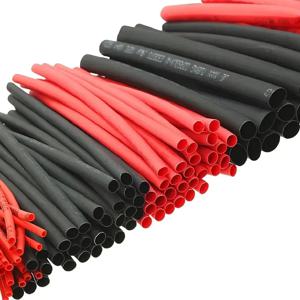 127PCS 검정색 빨간색 열 수축 튜브 2:1 구색 폴리올레핀 튜브 자동차 케이블 슬리브 랩 와이어 키트