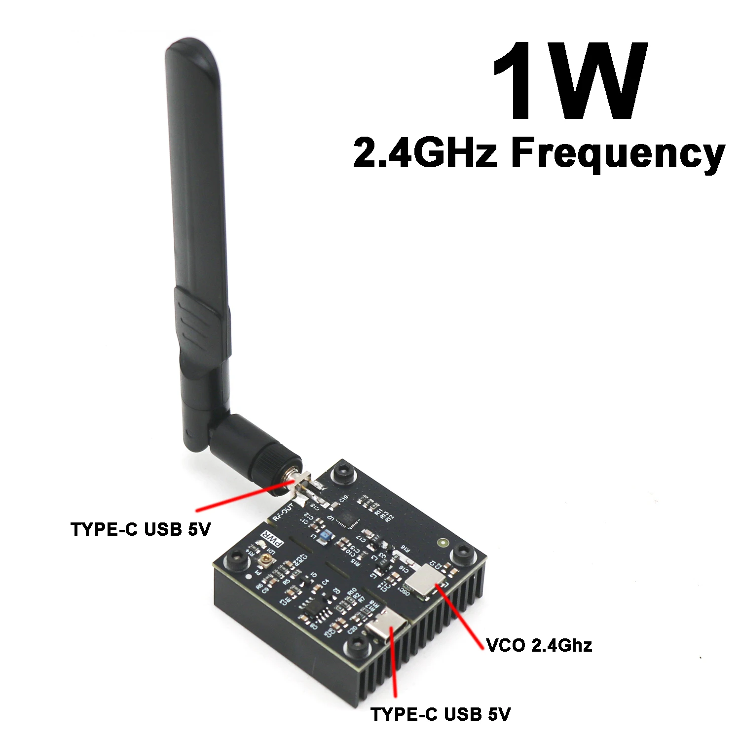 1W 2.4Ghz VCO 생성기 신호 소스 2.4G 블루투스 스피커 WIFI BT Wifi 카메라 용 안테나가있는 통합 1W 전원