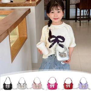 한국어 스타일 소녀 공주 가방 여자를위한 귀여운 달콤한 활 체인 Crossbody 가방 Bowknot 손 가방 유아 지갑과 핸드백 선물