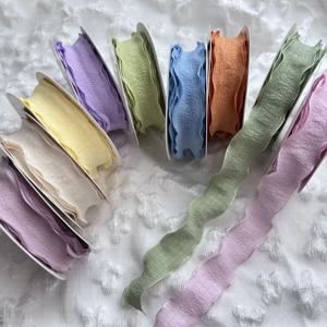 10 야드 Fishtail 원사 리본 웨이브 에지 Pleated 쉬폰 리본 선물 포장 꽃다발 포장 재료 DIY 장식
