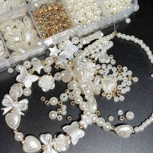 800개 화이트 혼합 아크릴 진주 광택 비즈 세트 DIY 쥬얼리 장식용 우아한 수제 공예 쥬얼리 제작 용품
